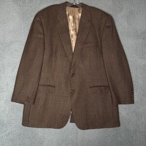 Lauren Ralph Lauren Mens 48L Brown Houndstooth Sport Coat Blazer 100% Lambswool